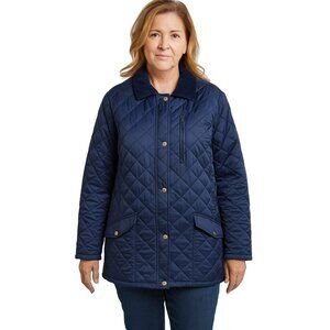 Quilted Navy Blue Jacket The Foundry Supply Co. Women’s Large Tall Patchwork Elb